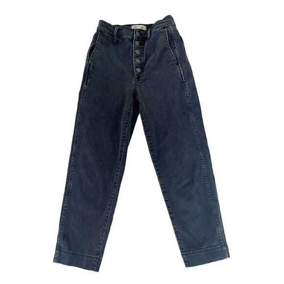 Madewell Women's Sz 24 Black High Waisted Exposed Button Fly Jeans Style #AA575 - Picture 1 of 8